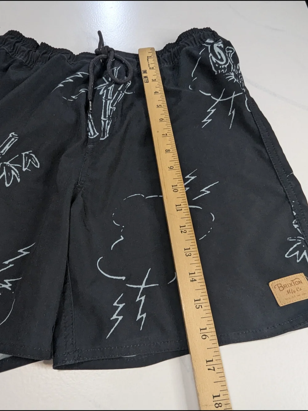 Brixton Men's Everyday Stretch Hybrid Shorts Tiger Doodle Print Black Small